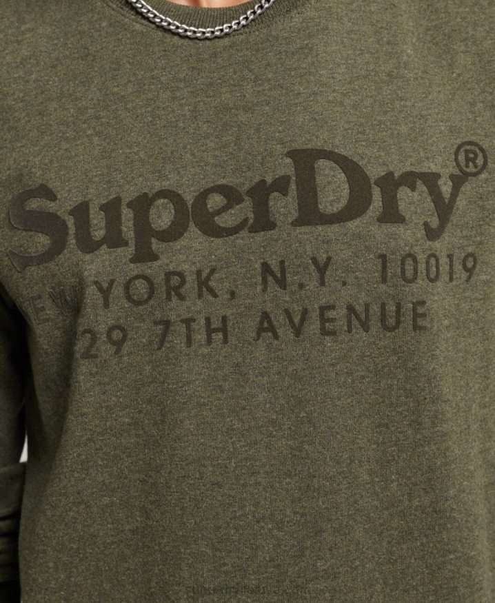 Superdry Venue Tonal Logo Long Sleeved Top Khaki Men