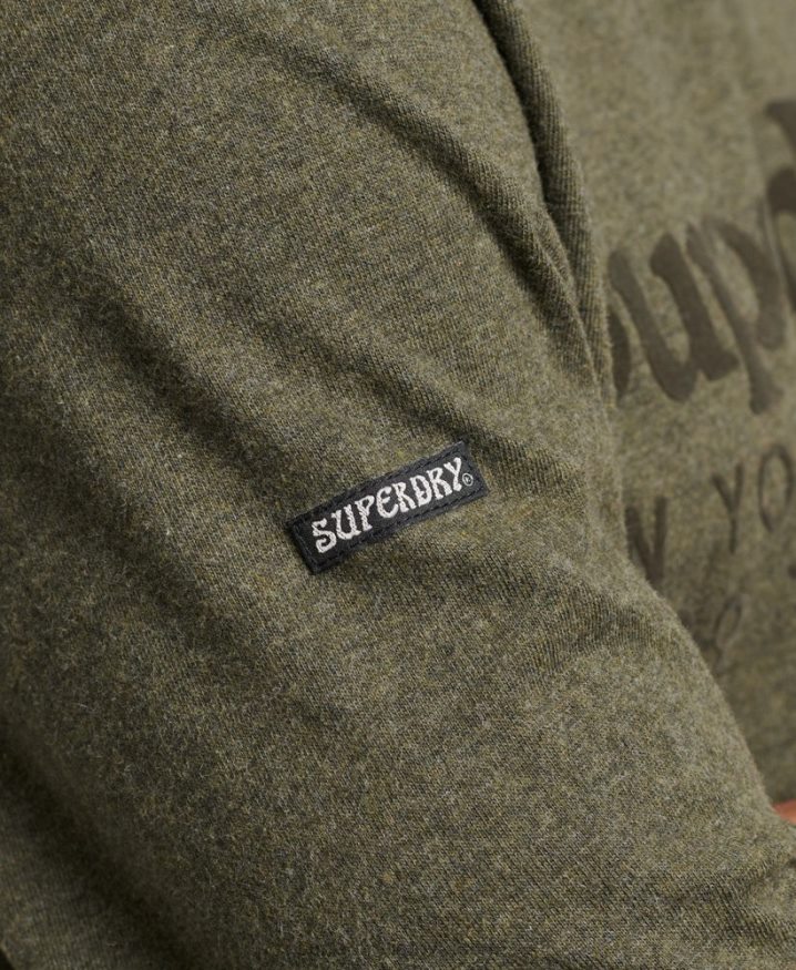 Superdry Venue Tonal Logo Long Sleeved Top Khaki Men