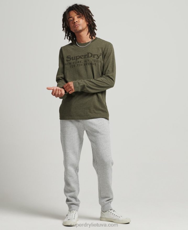 Superdry Venue Tonal Logo Long Sleeved Top Khaki Men