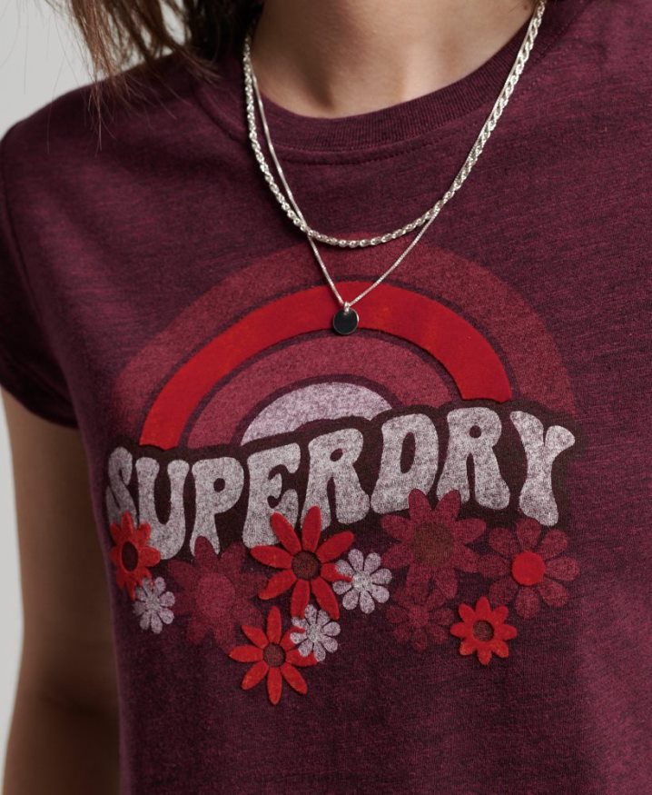 Superdry Vintage 70s Skinny T-Shirt Red Women