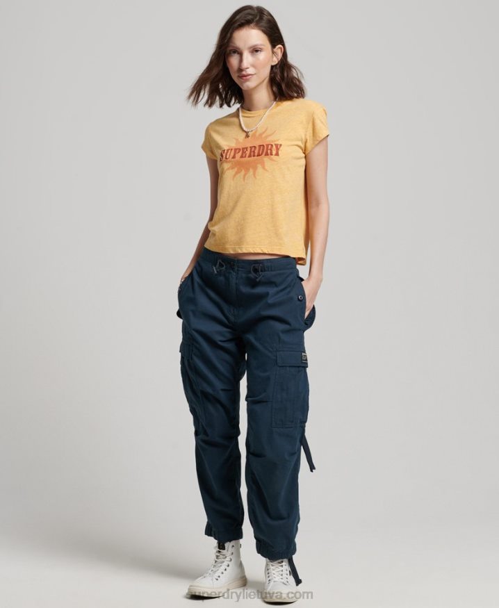 Superdry Vintage 70s Skinny T-Shirt Yellow Women