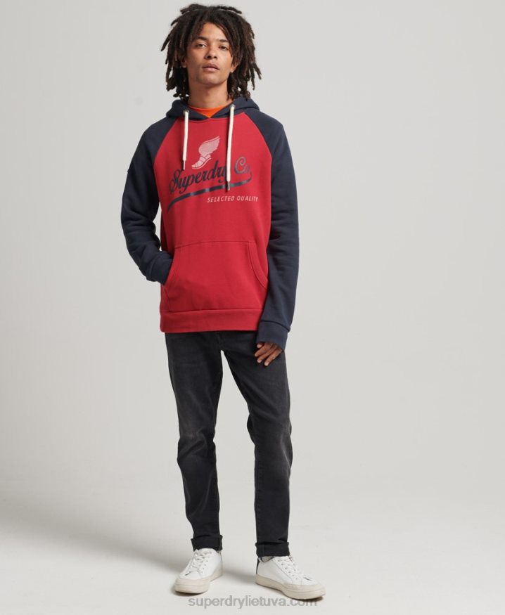 Superdry Vintage Achilles Raglan Hoodie Red Men