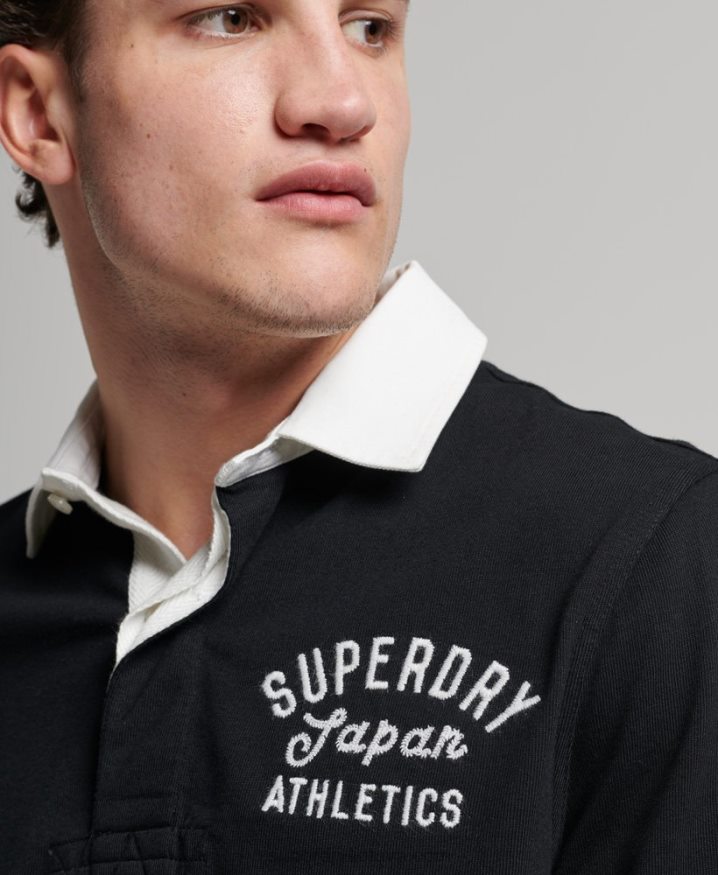 Superdry Vintage Applique Rugby Shirt Black Men