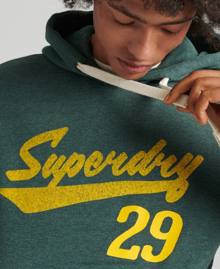 Superdry Vintage Athletic City Script Hoodie Green Men