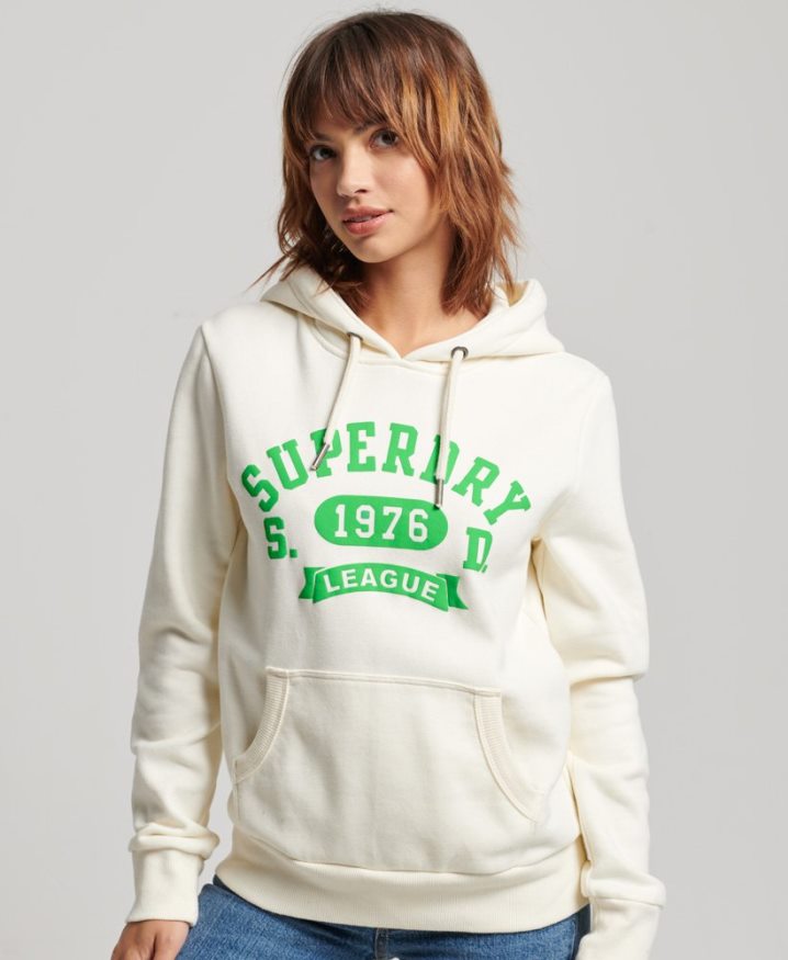 Superdry Vintage Athletic Hoodie White Women