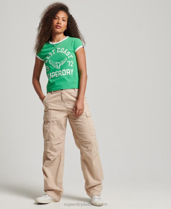 Superdry Vintage Athletic Ringer T-Shirt Green Women