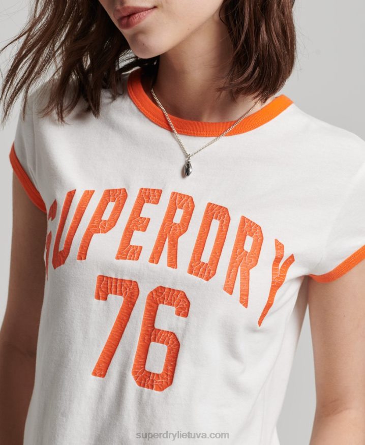 Superdry Vintage Athletic Ringer T-Shirt White Women