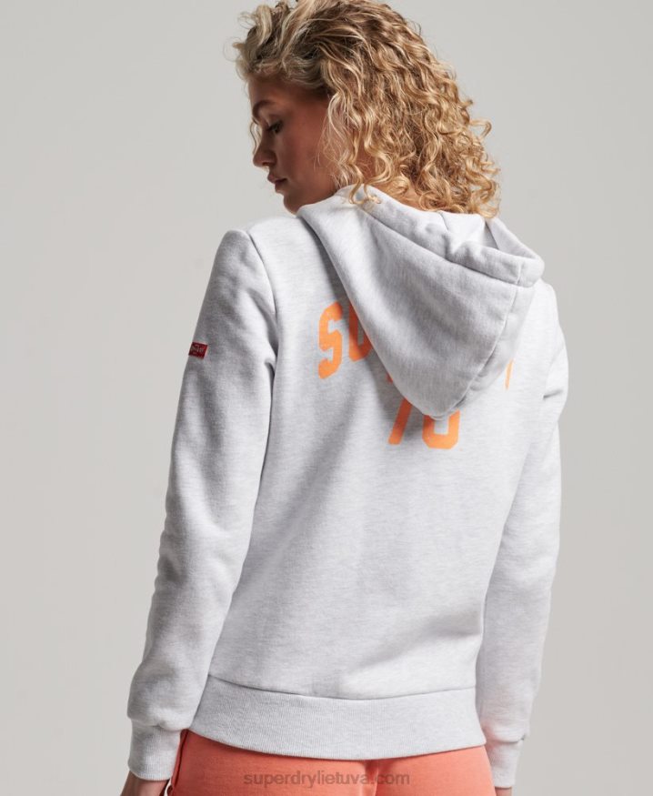 Superdry Vintage Athletic Zip Hoodie Light Grey Women