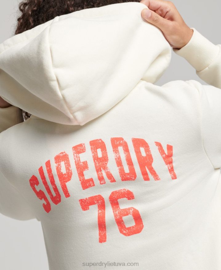 Superdry Vintage Athletic Zip Hoodie White Women