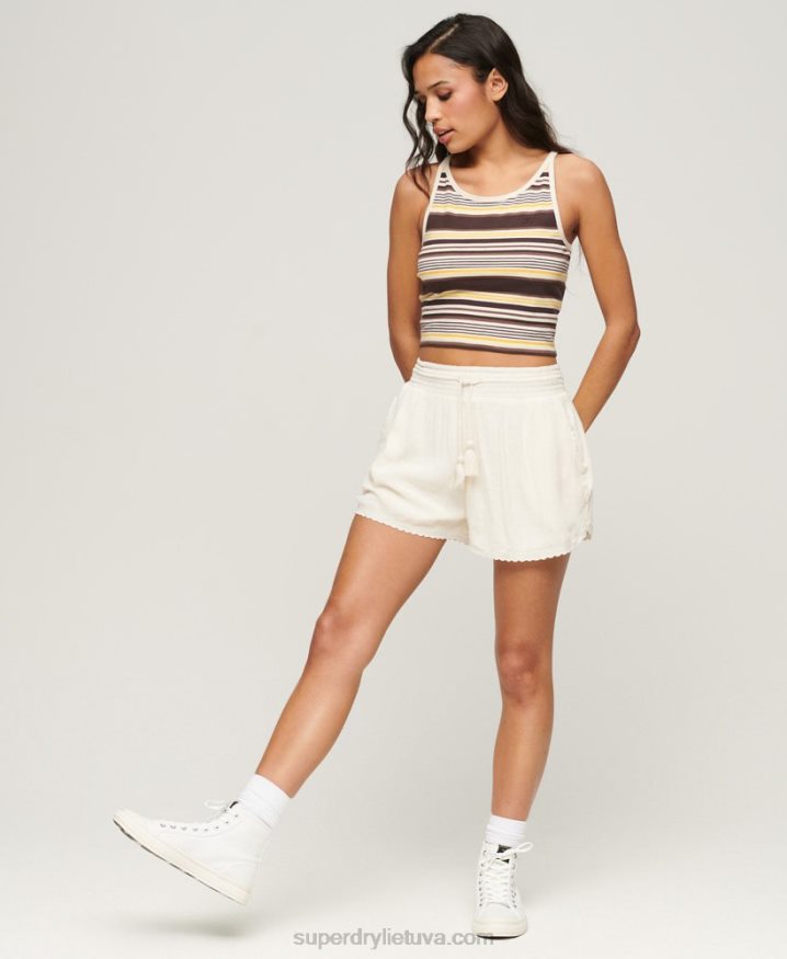 Superdry Vintage Beach Shorts Cream Women