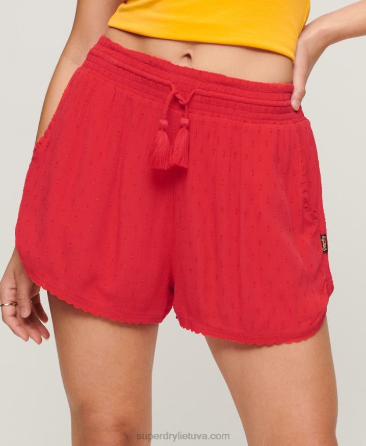 Superdry Vintage Beach Shorts Red Women