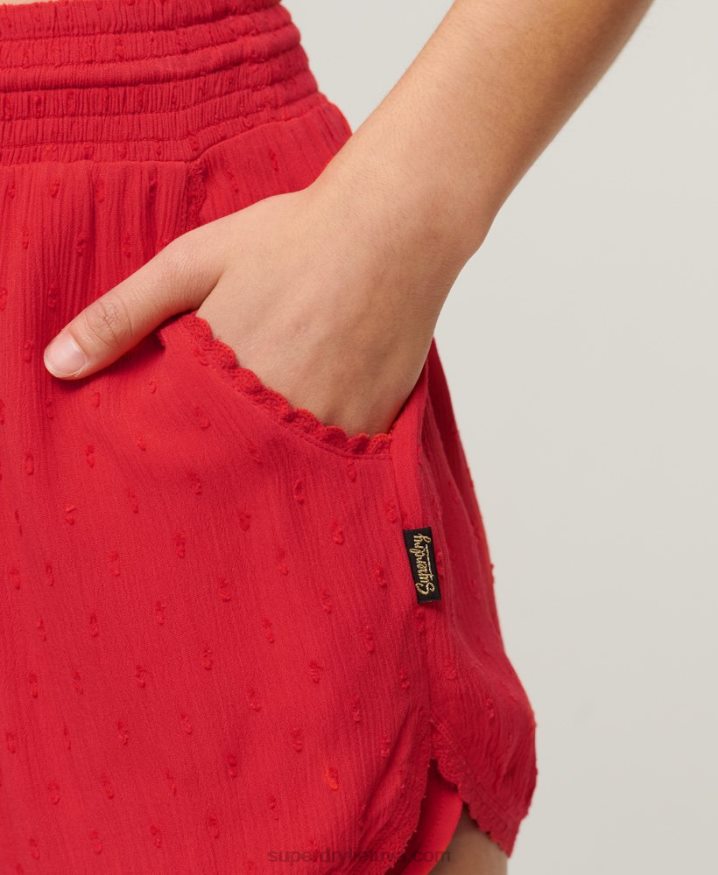 Superdry Vintage Beach Shorts Red Women