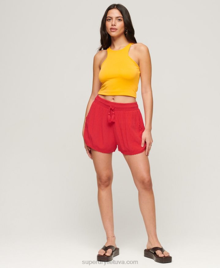 Superdry Vintage Beach Shorts Red Women