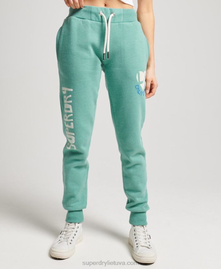 Superdry Vintage Cali Cut Out Joggers Green Women