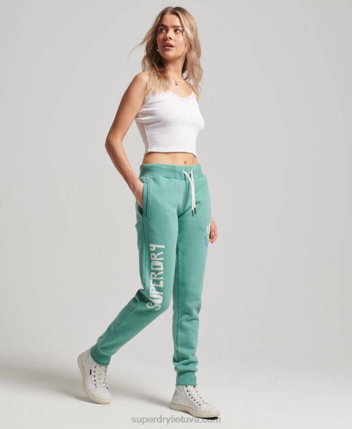 Superdry Vintage Cali Cut Out Joggers Green Women