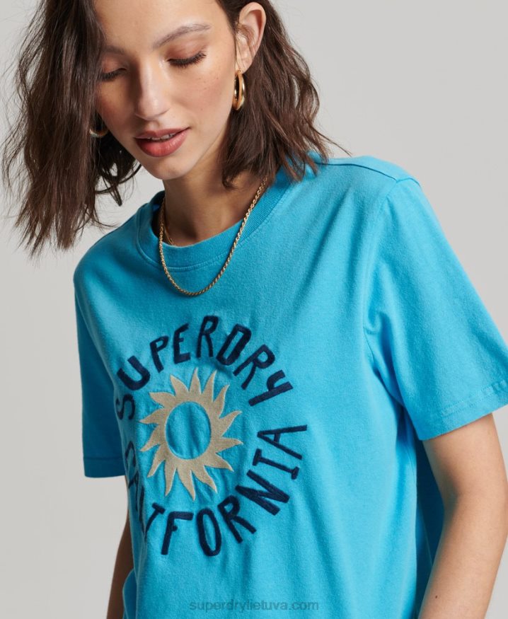 Superdry Vintage Cali Cutout T-Shirt Blue Women