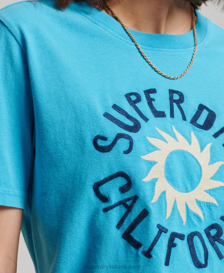 Superdry Vintage Cali Cutout T-Shirt Blue Women