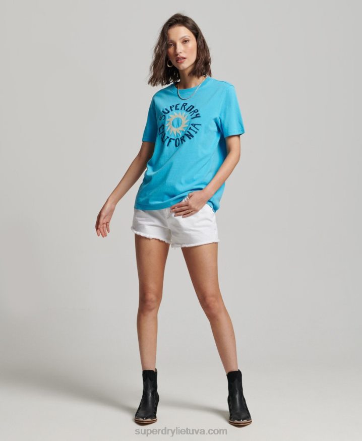 Superdry Vintage Cali Cutout T-Shirt Blue Women