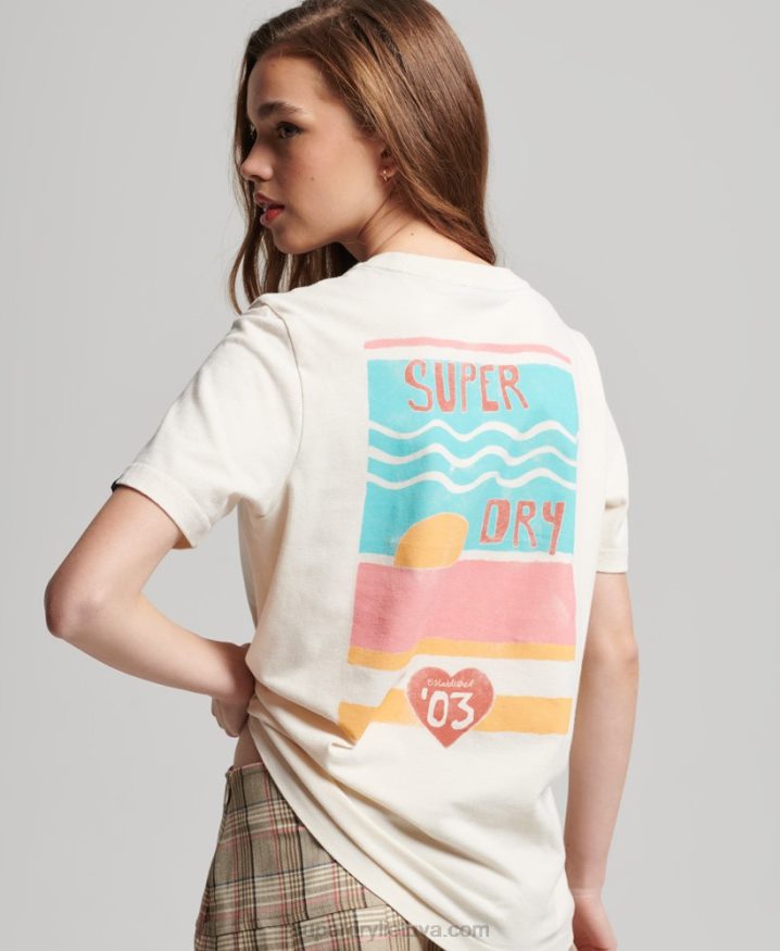 Superdry Vintage Cali Cutout T-Shirt Cream Women