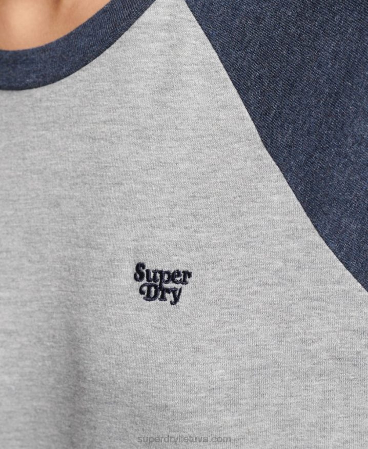 Superdry Vintage Cali Stripe Raglan Top Light Grey Women