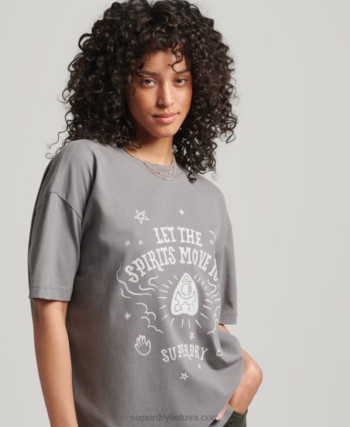 Superdry Vintage Celestial T-Shirt Light Grey Women