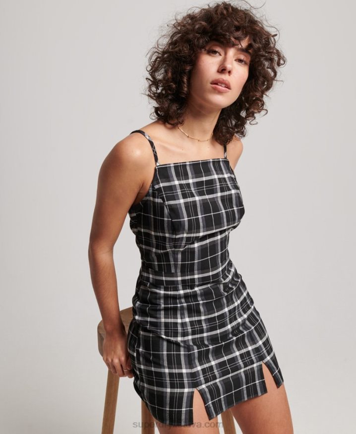 Superdry Vintage Check Cami Mini Dress Black Women