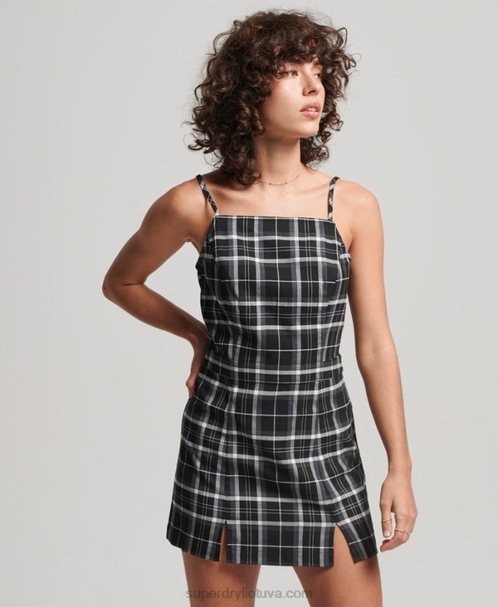 Superdry Vintage Check Cami Mini Dress Black Women