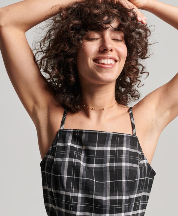 Superdry Vintage Check Cami Mini Dress Black Women