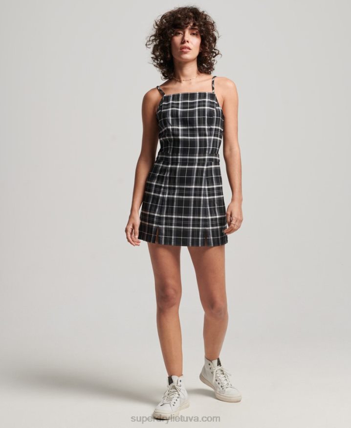 Superdry Vintage Check Cami Mini Dress Black Women