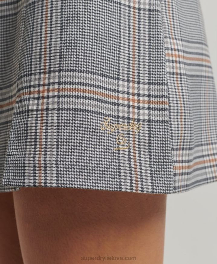 Superdry Vintage Check Cami Mini Dress Grey Women