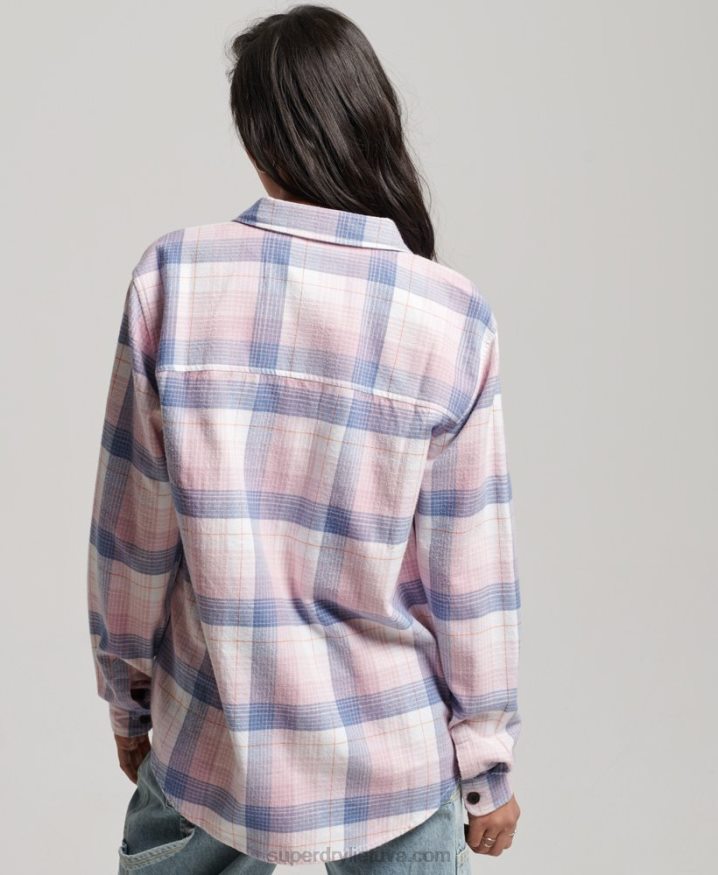 Superdry Vintage Check Overshirt Pink Women