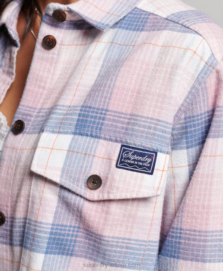 Superdry Vintage Check Overshirt Pink Women