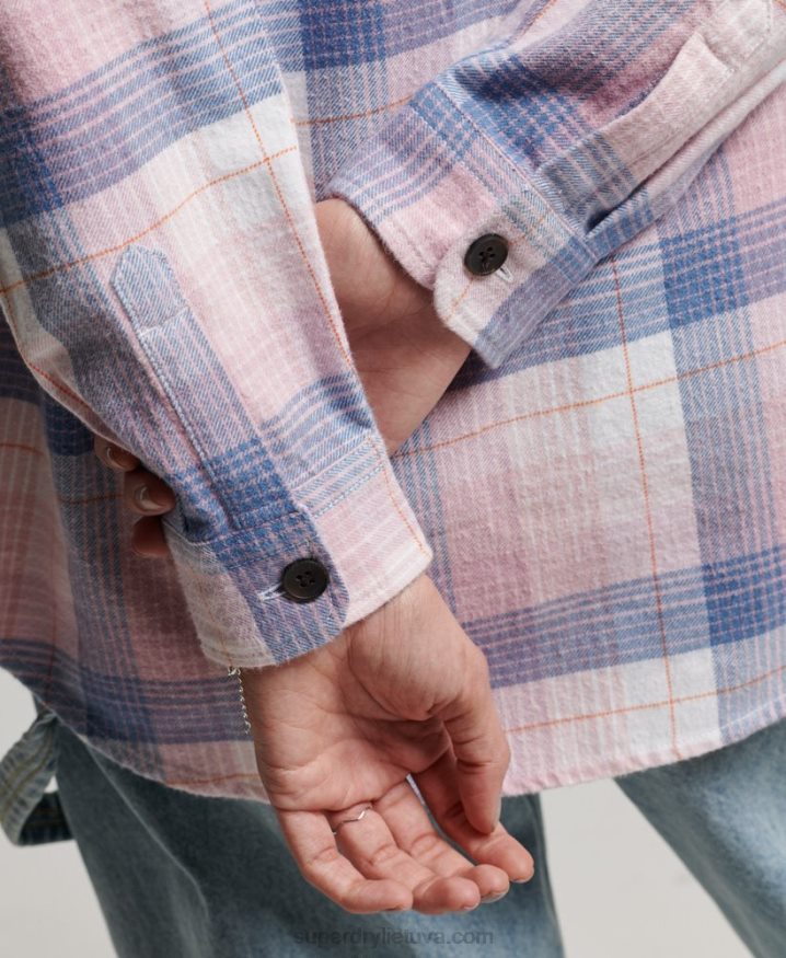 Superdry Vintage Check Overshirt Pink Women