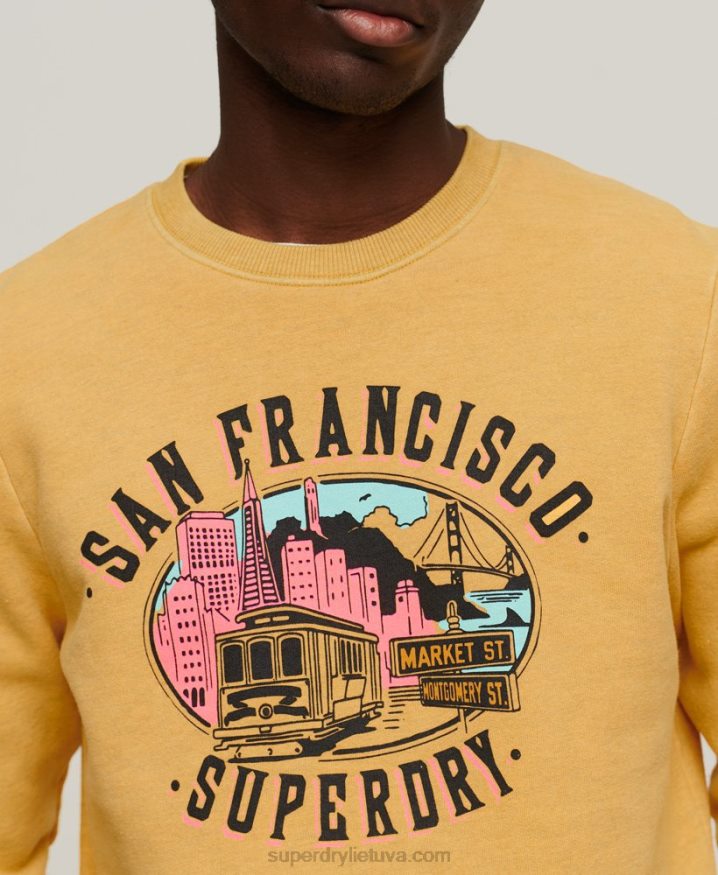 Superdry Vintage City Souvenir Crew Sweatshirt Yellow Men