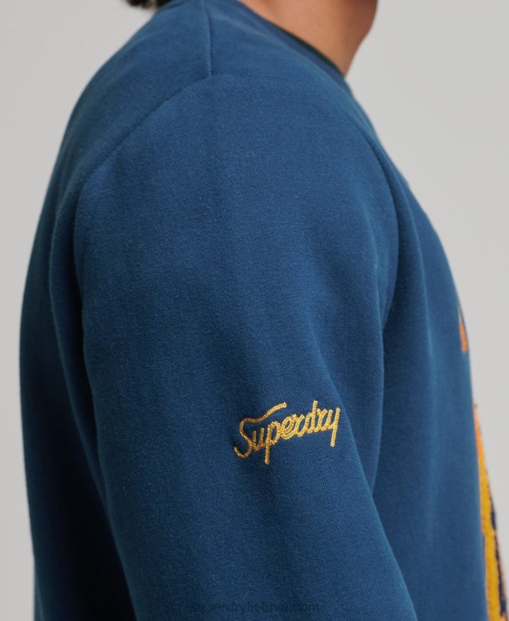 Superdry Vintage Collegiate Crew Sweatshirt Navy Men