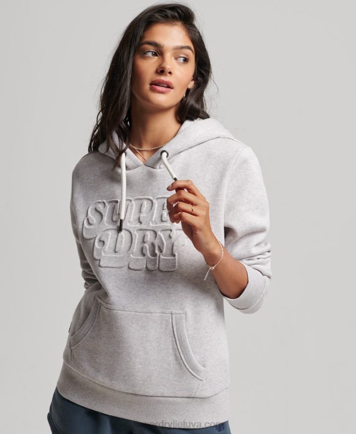 Superdry Vintage Cooper Embossed Hoodie Light Grey Women