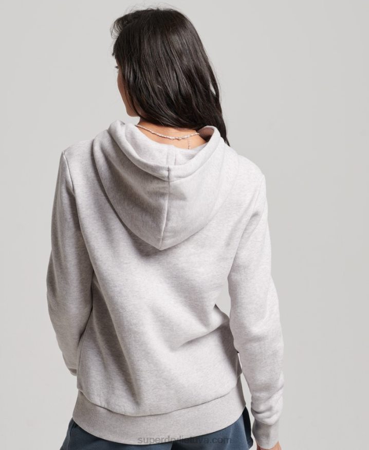 Superdry Vintage Cooper Embossed Hoodie Light Grey Women