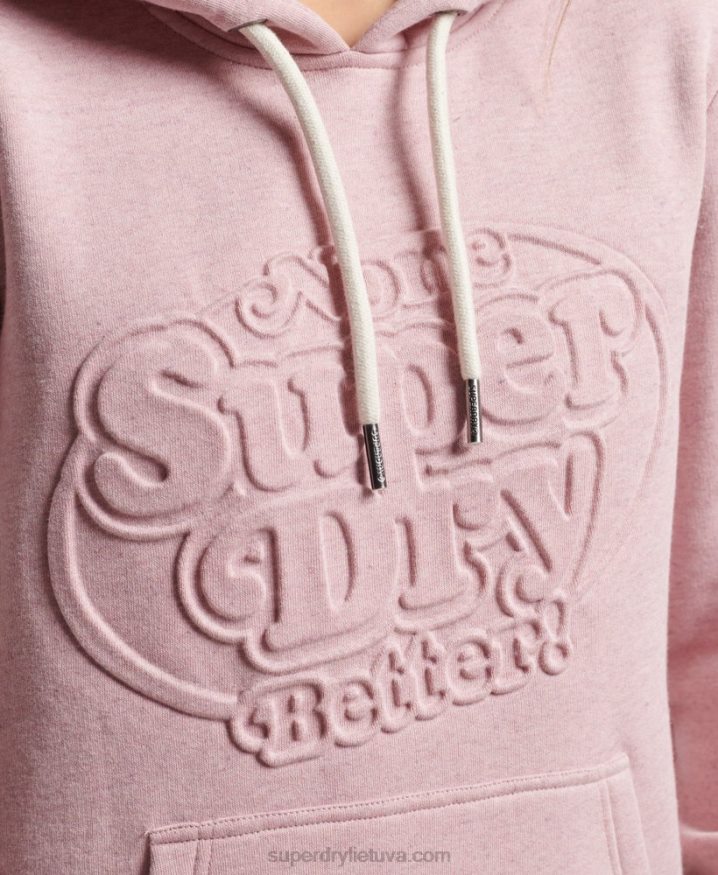 Superdry Vintage Cooper Embossed Hoodie Pink Women