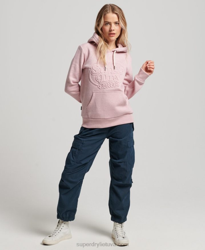 Superdry Vintage Cooper Embossed Hoodie Pink Women