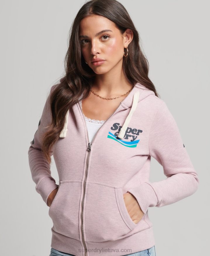 Superdry Vintage Cooper Nostalgic Zip Hoodie Pink Women