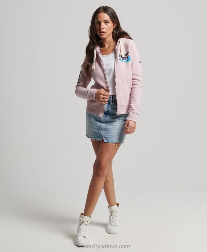 Superdry Vintage Cooper Nostalgic Zip Hoodie Pink Women