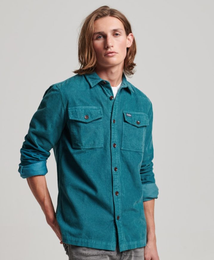 Superdry Vintage Cord Overshirt Turquoise Men