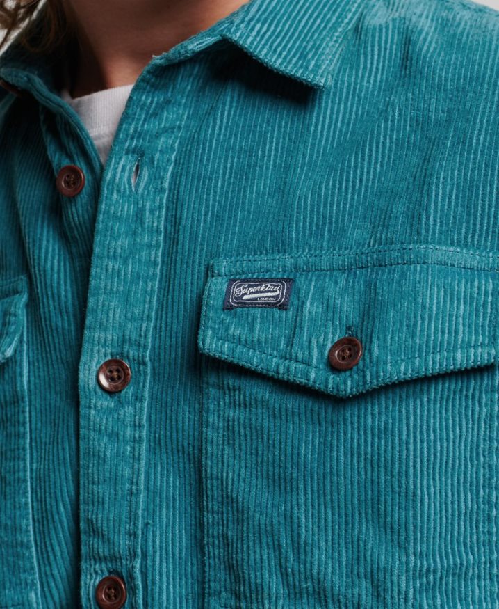 Superdry Vintage Cord Overshirt Turquoise Men