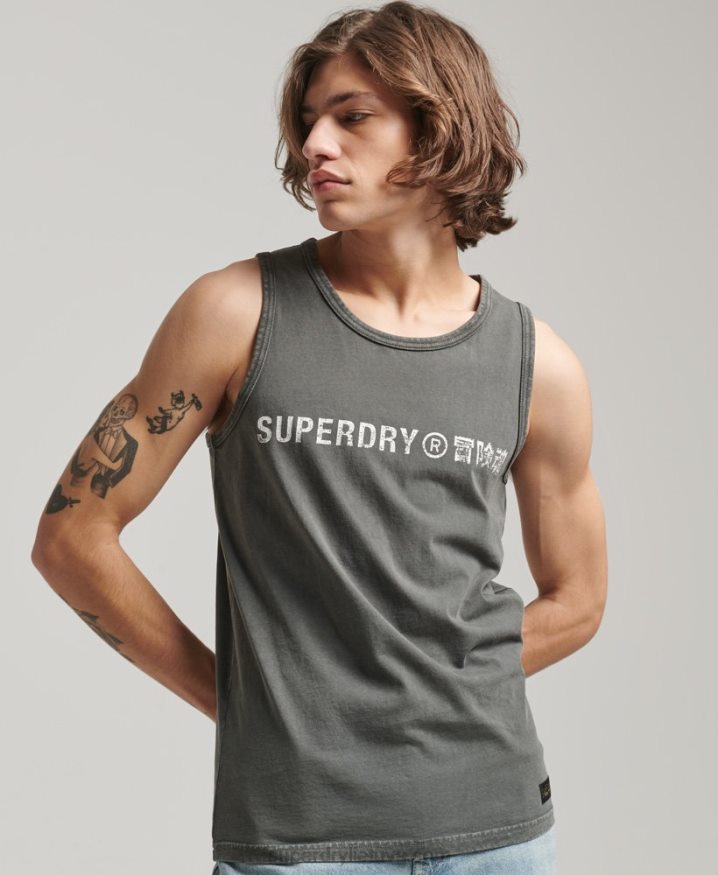 Superdry Vintage Corporation Logo Vest Dark Grey Men