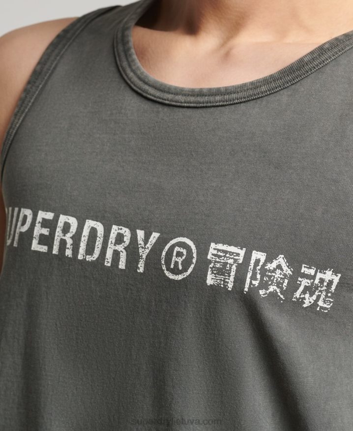 Superdry Vintage Corporation Logo Vest Dark Grey Men