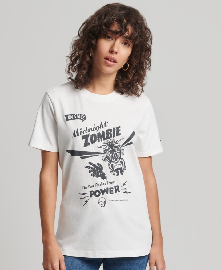 Superdry Vintage Crossing Lines T-Shirt Cream Women