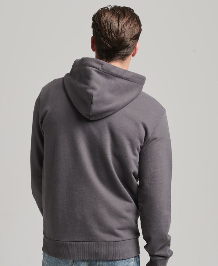 Superdry Vintage Downtown Script Unbrushed Hoodie Dark Grey Men