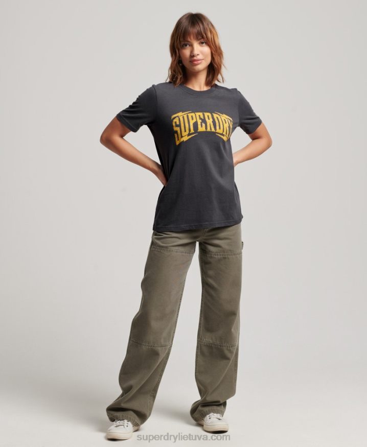 Superdry Vintage Embellished T-Shirt Dark Grey Women