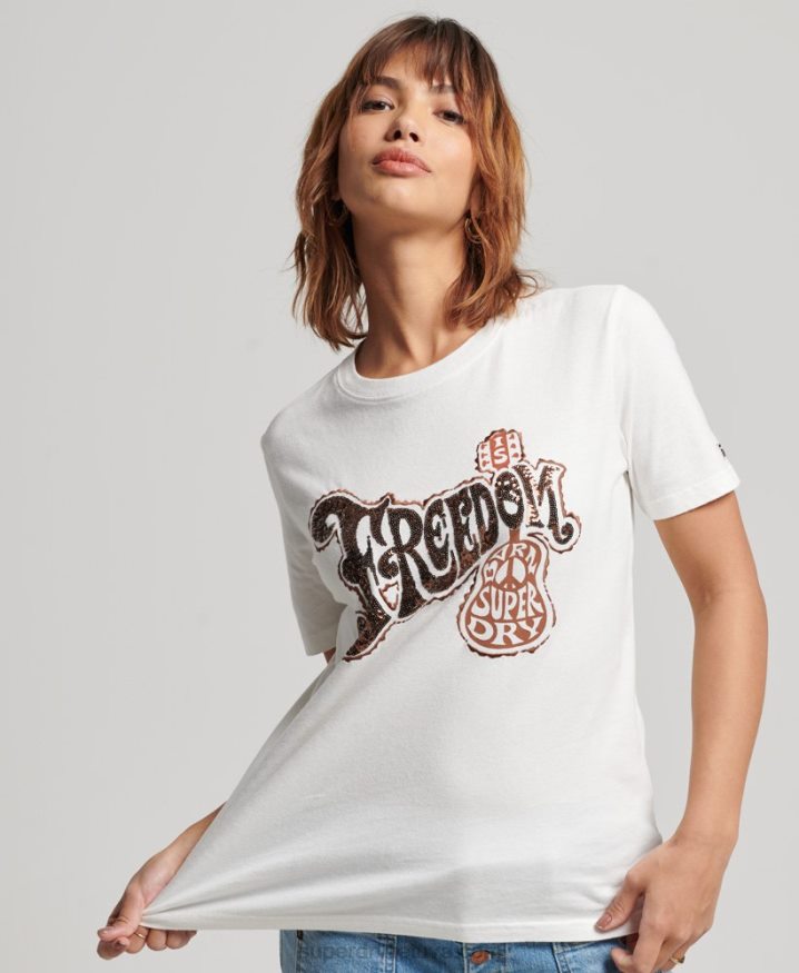 Superdry Vintage Embellished T-Shirt White Women