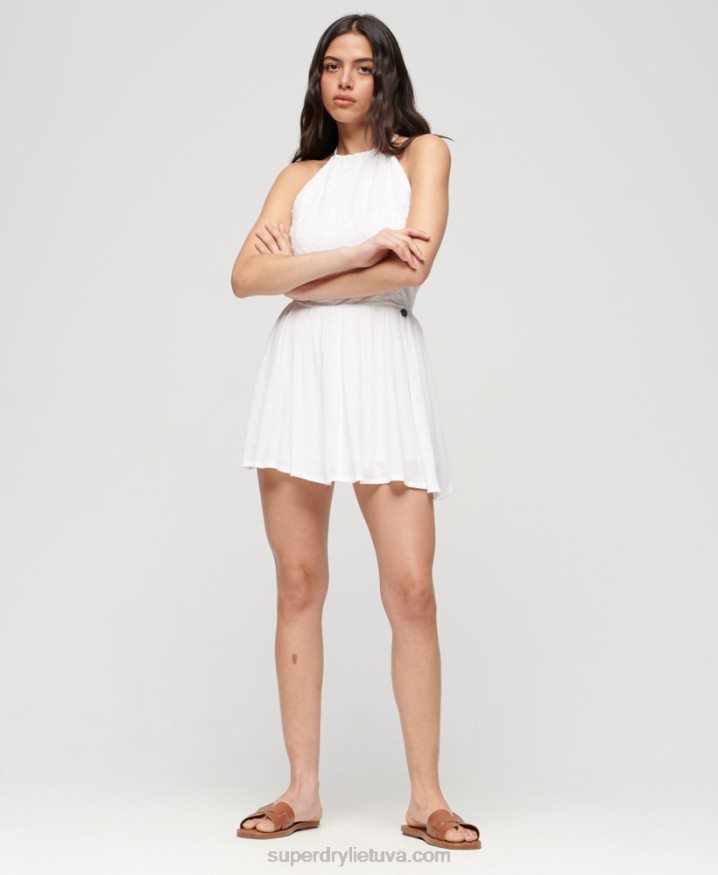 Superdry Vintage Embroidered Mini Dress White Women